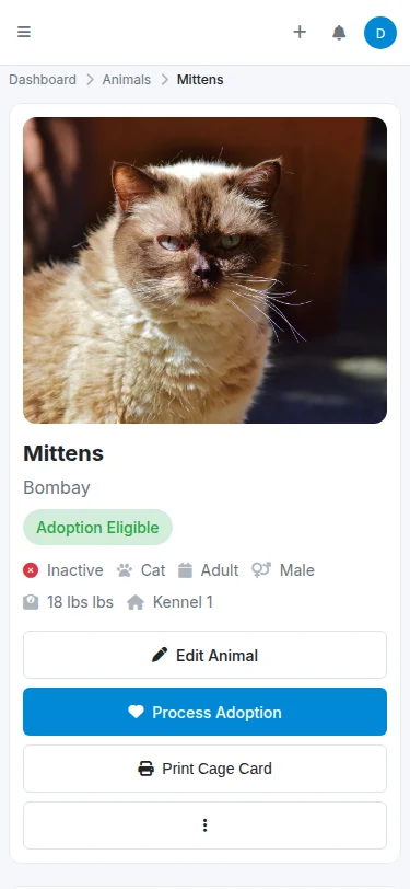 Mobile animal profile view